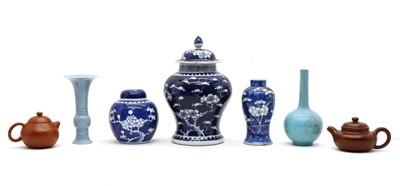 Lot 266 - Three Chinese blue and white vases