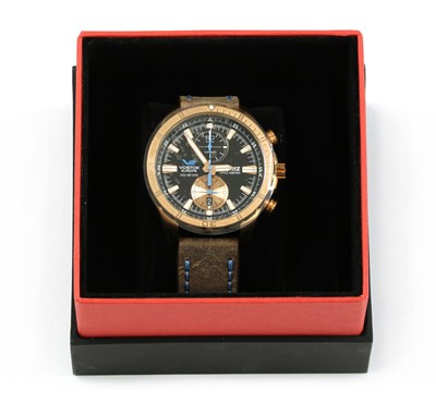 Lot 235 - A gentlemen's stainless steel and bronze Vostok 'Almaz Space Station' quartz chronograph strap watch