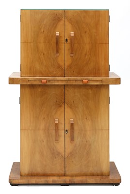 Lot 190 - An Art Deco walnut two-part cocktail cabinet