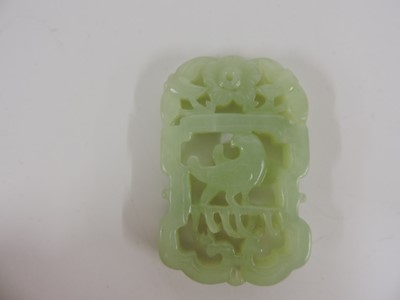 Lot 116 - Two Chinese pierced and carved jade plaques