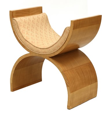 Lot 221 - An Art Deco 'X' frame maple stool