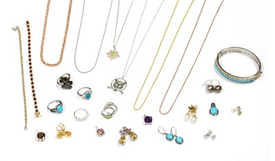Lot 260 - A quantity of silver gem set jewellery