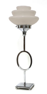 Lot 229 - An Art Deco chrome and milk glass table lamp