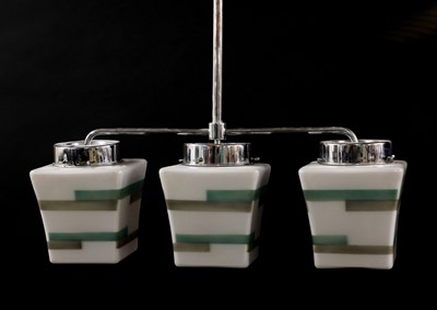 Lot 197 - An Art Deco cube three-light ceiling light