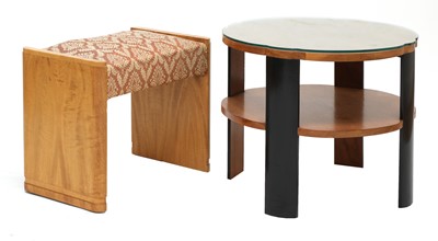 Lot 199 - An Art Deco walnut and ebonised two-tier table