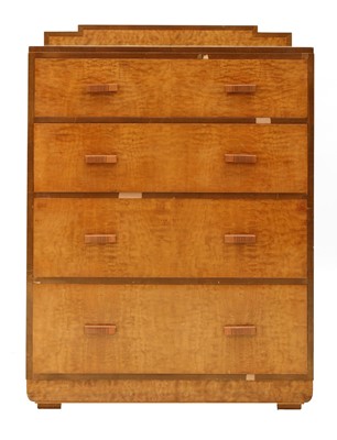 Lot 216 - An Art Deco walnut and maple chest of drawers