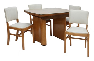 Lot 182 - An Art Deco bird's-eye maple extending dining table