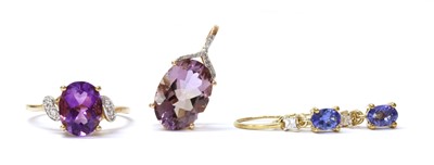 Lot 195 - A gold ametrine and diamond pendant