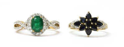 Lot 221 - A 9ct gold emerald and zircon cluster ring