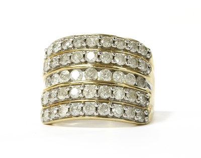 Lot 135 - A 9ct gold five row diamond ring