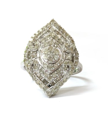 Lot 88 - A 9ct white gold diamond cluster ring