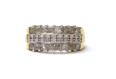 Lot 66 - A 9ct gold four row diamond ring