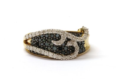 Lot 71 - A 9ct gold diamond and treated blue diamond ring