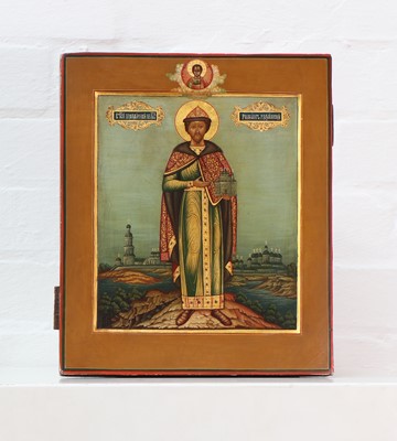 Lot 46 - An icon of St Roman Ryazansky