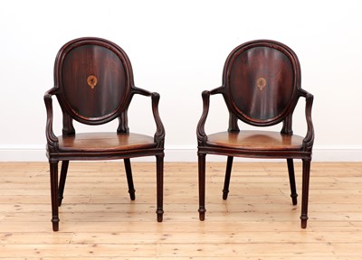 Lot 12 - A pair of mahogany hall chairs