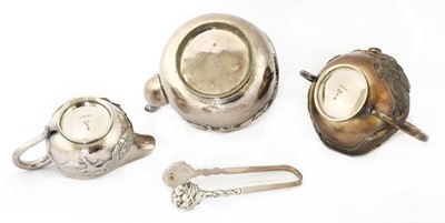 Lot 252 - A Japanese silver three-piece tea service