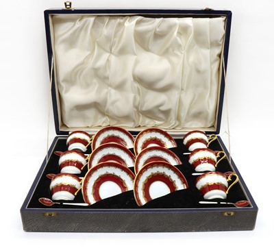 Lot 195 - A cased set of six cups and saucers by Aynsley