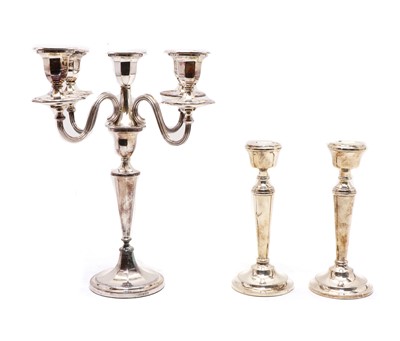 Lot 28 - A silver five light candelabrum