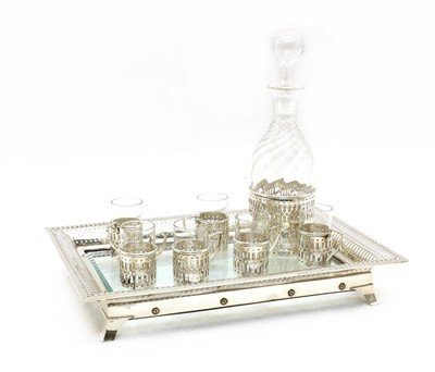 Lot 73 - A silver mounted and glass drinks set
