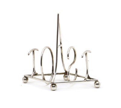 Lot 16 - A novelty silver toast rack