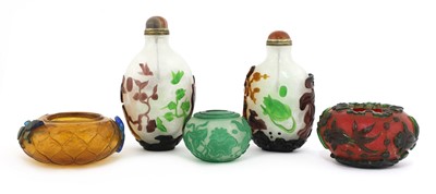 Lot 84 - Three Chinese overlay Peking glass brush washers