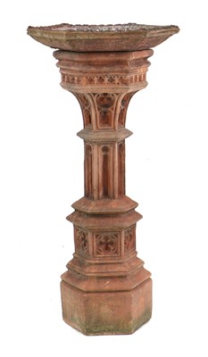Lot 274 - A modern Gothic design 'terracotta' effect composition bird bath