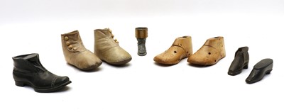 Lot 106 - Various shoes including a pair of Victorian cream child's buttoned boots