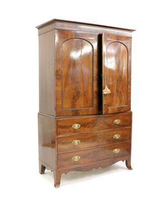 Lot 474 - A George III mahogany linen press
