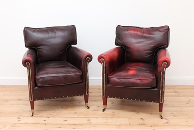 Lot 231 - A pair of club armchairs