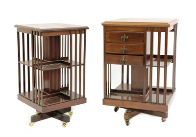 Lot 256 - Two Edwardian mahogany crossbanded revolving bookcases