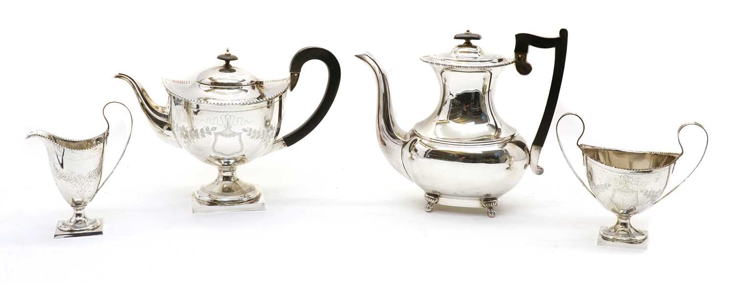 Lot 3 - A silver four-piece matched teaset
