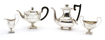 Lot 3 - A silver four-piece matched teaset
