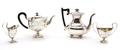 Lot 3 - A silver four-piece matched teaset