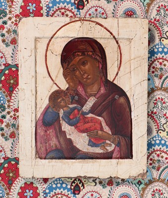 Lot 61 - An icon of the Mother of God with the Playful Child