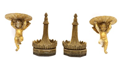 Lot 121 - A pair of carved giltwood wall brackets