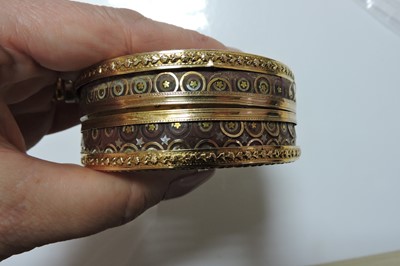 Lot 44 - A French circular gold piqué work tortoiseshell box, c.1780