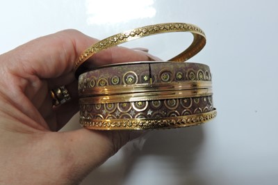 Lot 44 - A French circular gold piqué work tortoiseshell box, c.1780