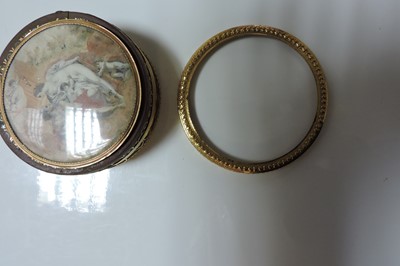 Lot 44 - A French circular gold piqué work tortoiseshell box, c.1780