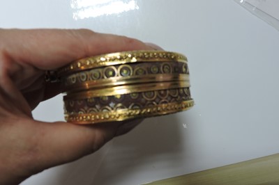 Lot 44 - A French circular gold piqué work tortoiseshell box, c.1780