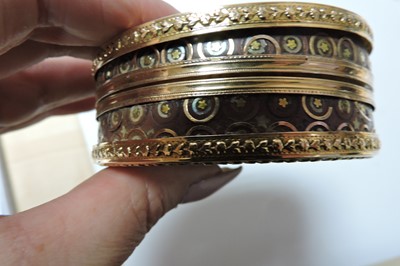 Lot 44 - A French circular gold piqué work tortoiseshell box, c.1780