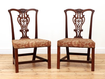 Lot 335 - A pair of Chippendale period mahogany single chairs