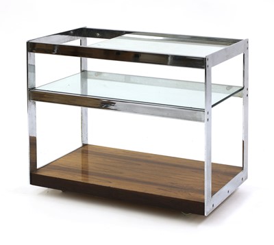 Lot 555 - A Merrow Associates chrome and rosewood trolley