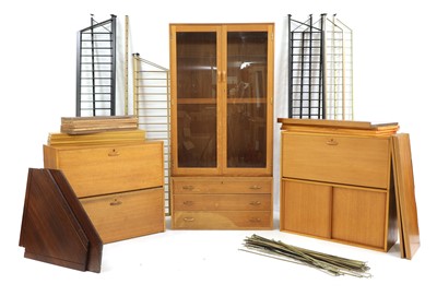 Lot 441 - A Staples' teak and satin black metal Ladderax corner wall unit