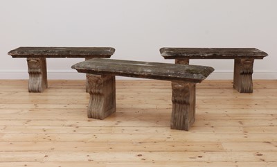 Lot 96 - A set of three composite stone benches
