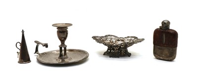 Lot 52 - A late Victorian silver, glass and leather spirit flask