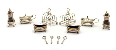 Lot 2 - A six piece silver cruet set