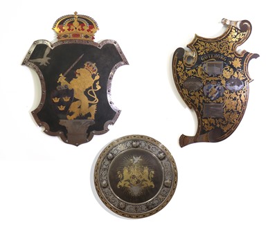 Lot 796 - A damascene steel wall plaque