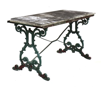 Lot 276 - A marble & cast iron conservatory table