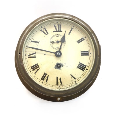 Lot 276 - A marine brass cased bulkhead timepiece