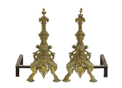 Lot 300 - A pair of brass andirons
